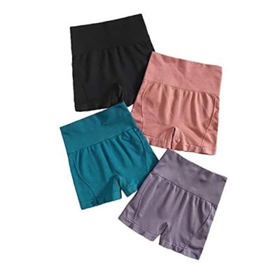 4packs Elastic Waist Short Pants Sport Stretchy Shorts at Women