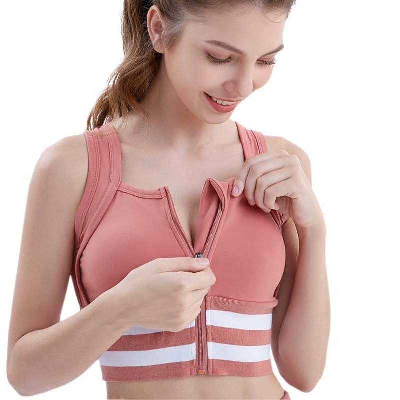 kobiety zamek blyskawiczny z przodu stanik sportowy s, o wysokiej wytrzymalosci Push Up Top do jogi biustonosz, stale kamizelka sportowa silownia stanik sportowy Top biustonosz