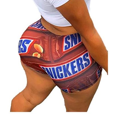 Casual 3D Print Shorts Butt Lifting Sports Biker Shorts at Women