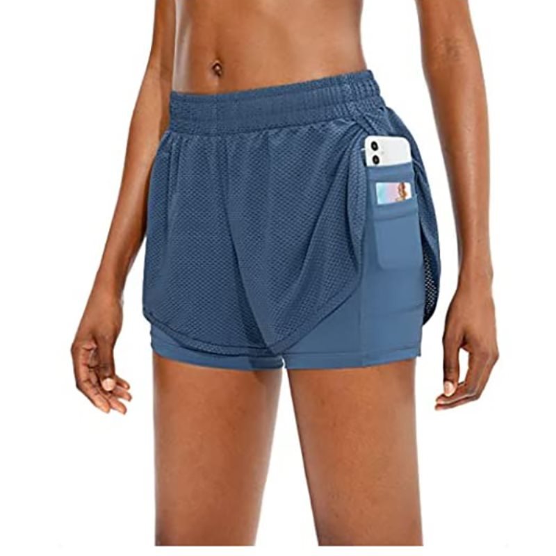 2 in 1 Shorts Athletic Shorts for Women with Phone Pockets at Women